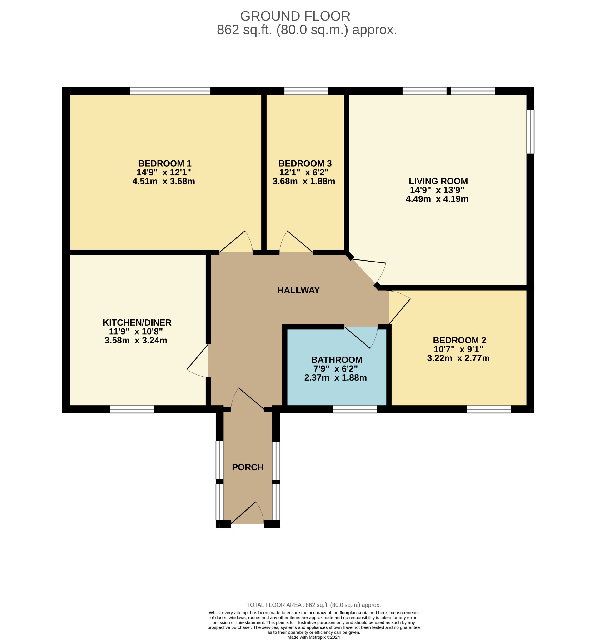 3 bed flat for sale in Newton Road, Argyll and Bute - Property Floorplan