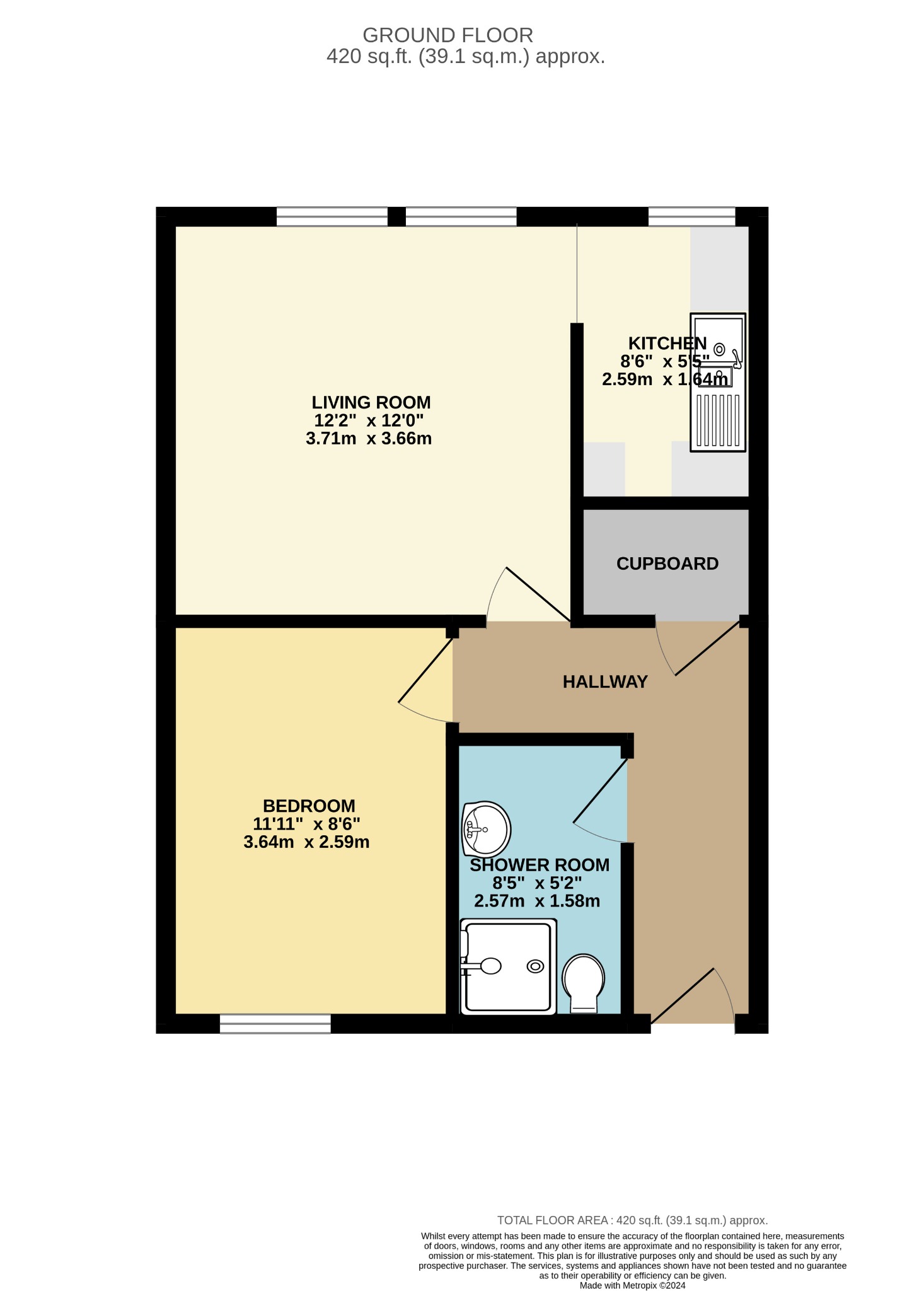 1 bed flat for sale in Auchamore Road, Dunoon - Property Floorplan