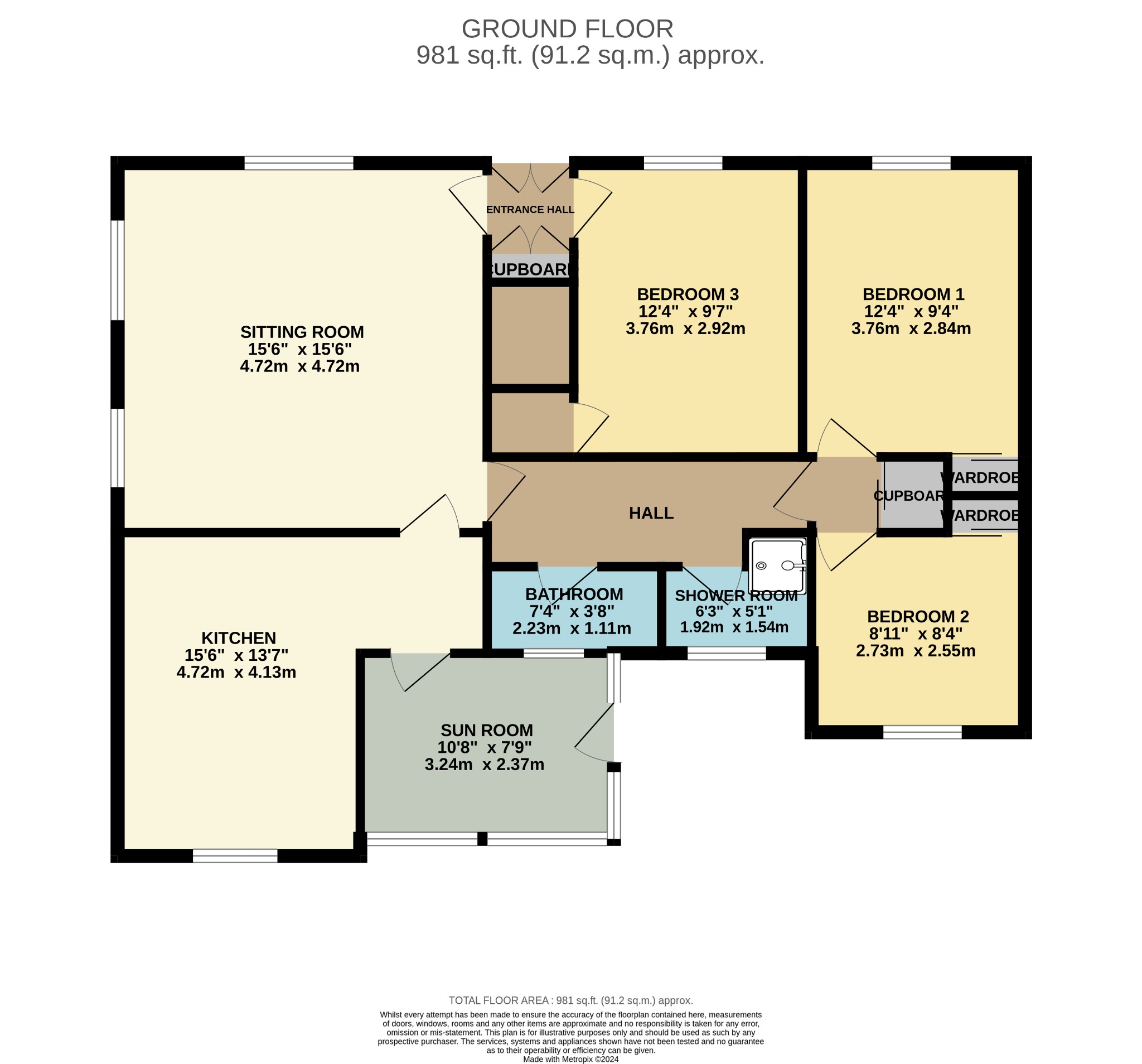 3 bed bungalow for sale, Colintraive - Property Floorplan