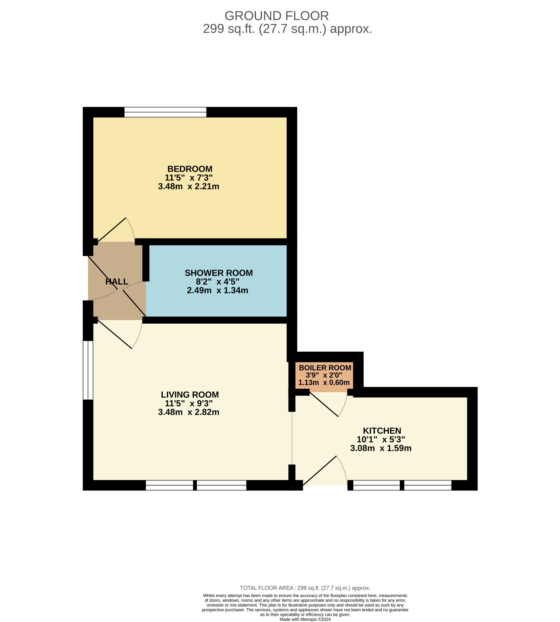 1 bed semi-detached bungalow for sale in John Street, Dunoon - Property Floorplan