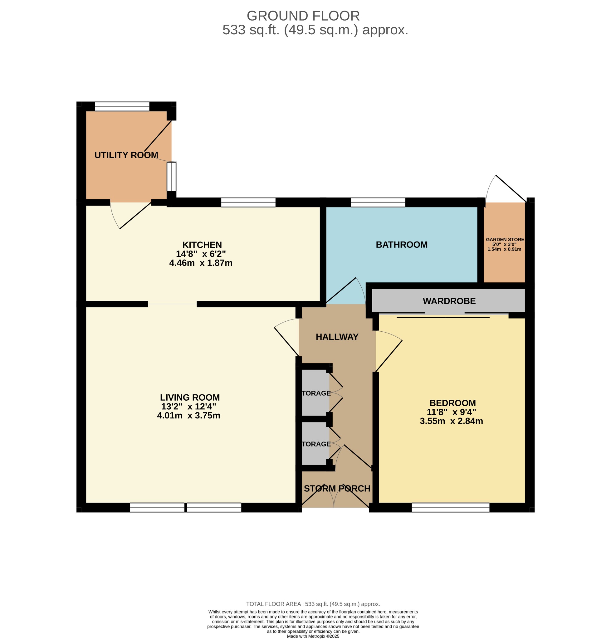 1 bed semi-detached bungalow for sale in Park Road, Dunoon - Property Floorplan