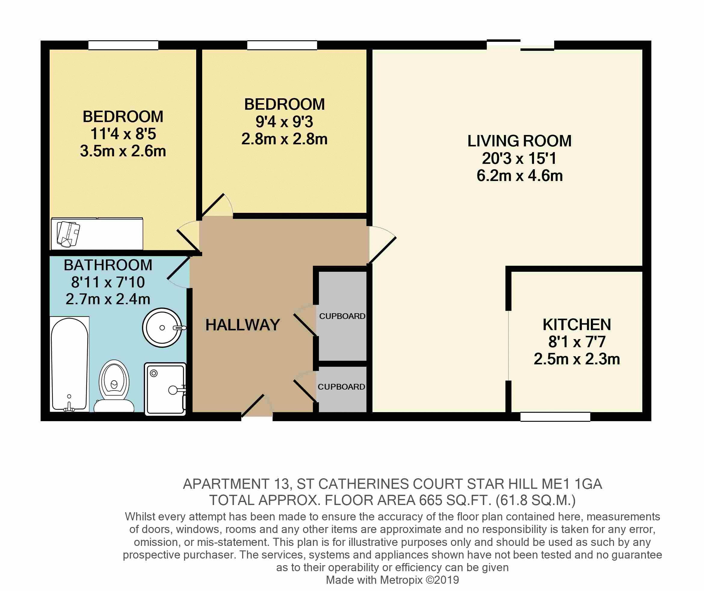 2 bed to rent in Star Hill, Rochester - Property Floorplan