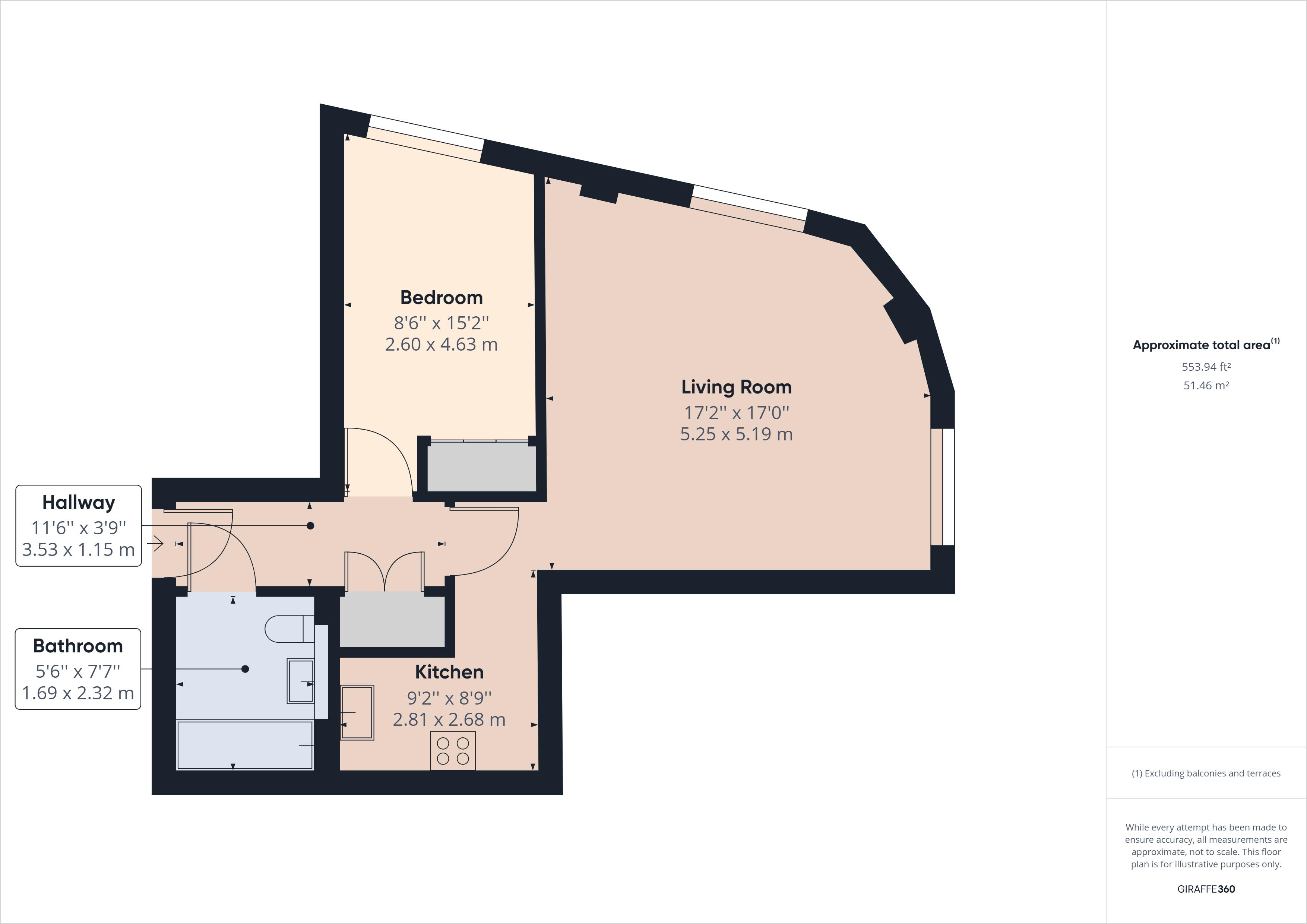 1 bed to rent in Dock Head Road, Chatham - Property Floorplan