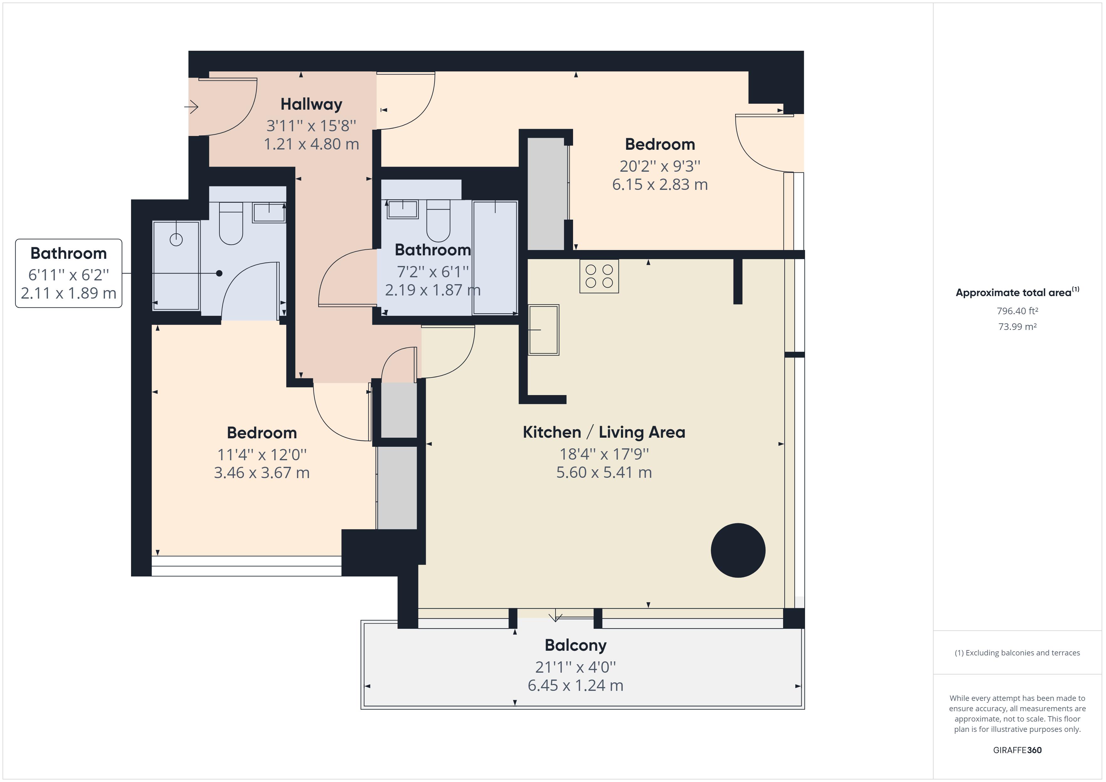 2 bed to rent in Landmark West Tower, London - Property Floorplan