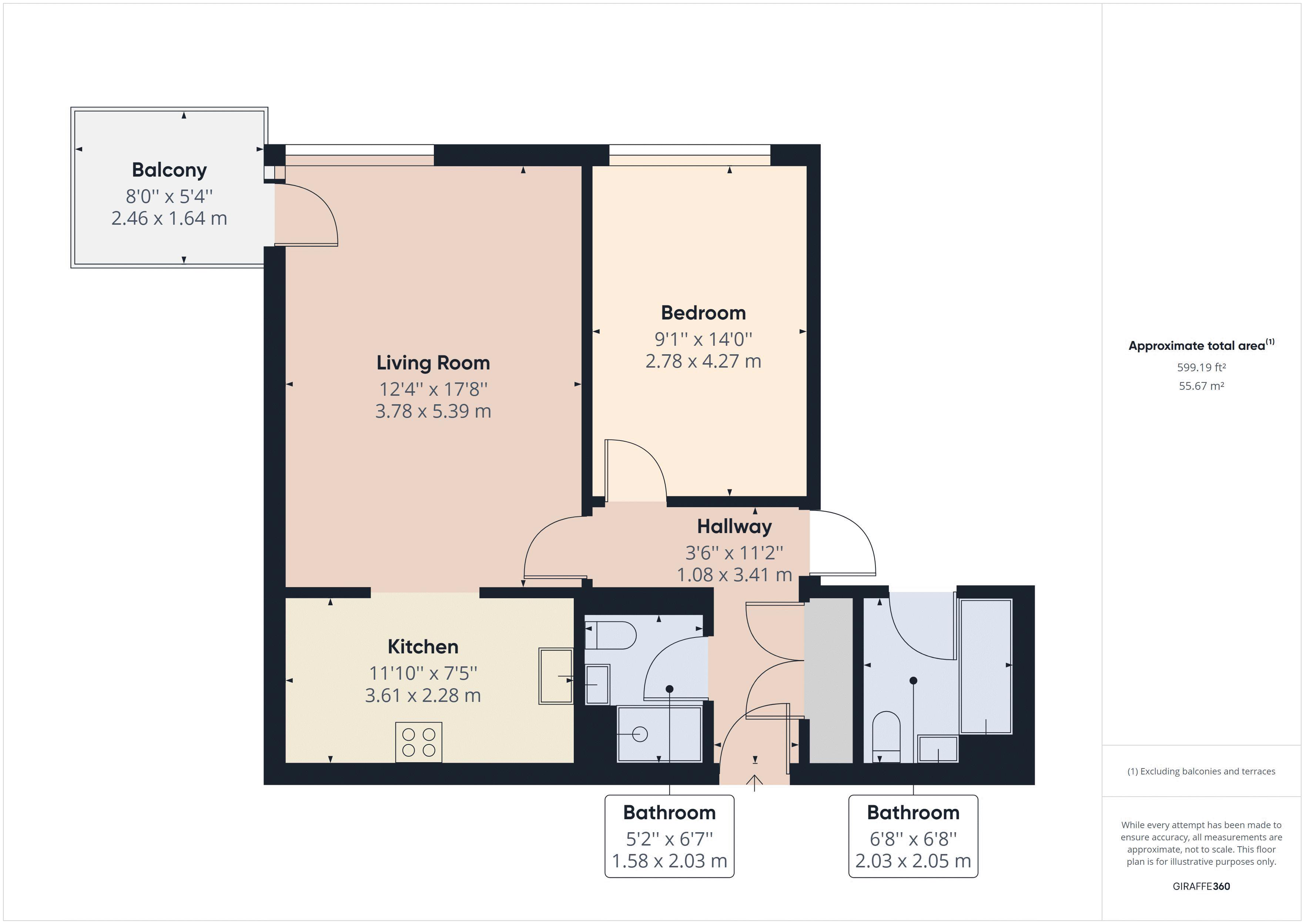 2 bed flat to rent in Boardwalk Place, London - Property Floorplan