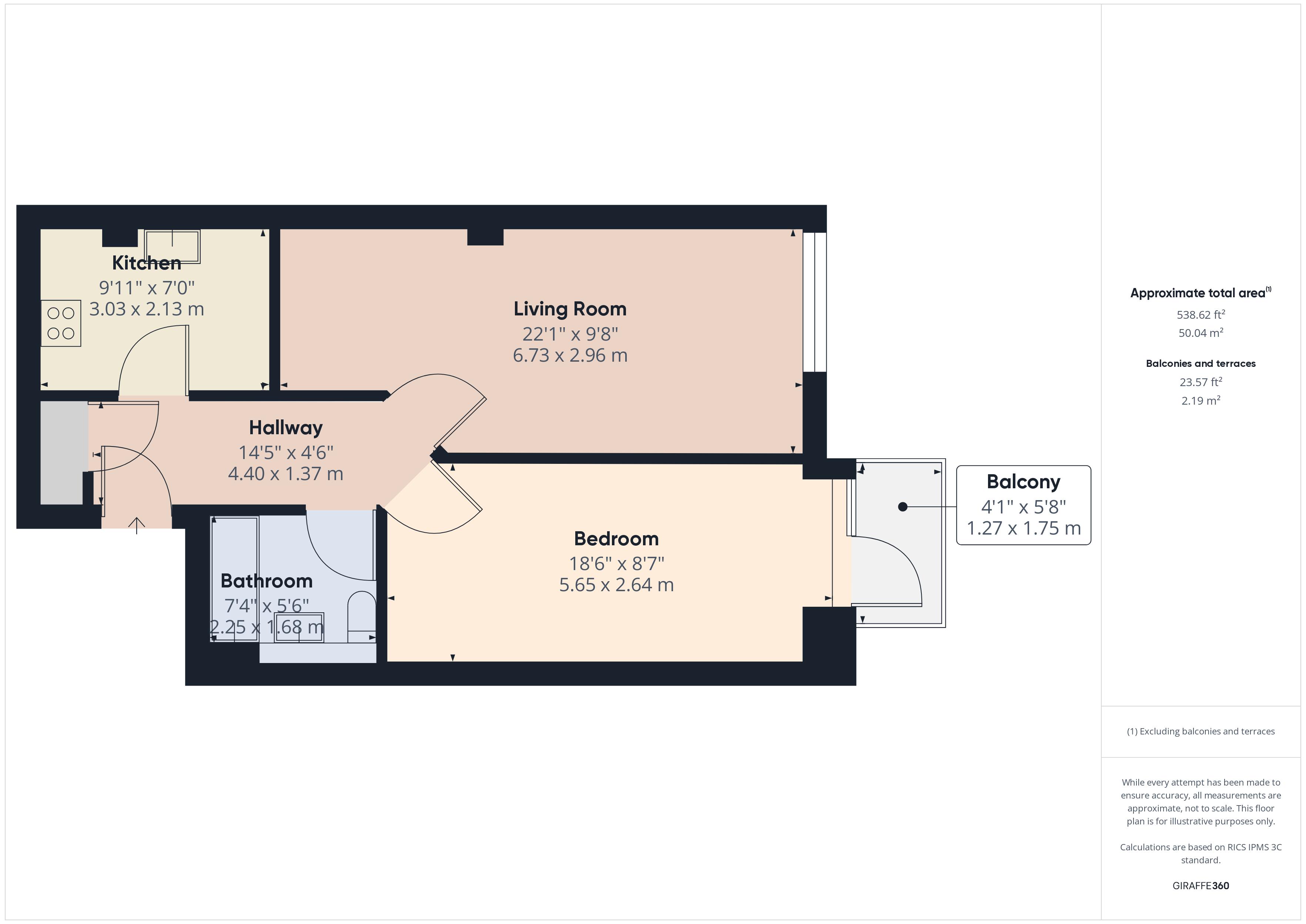 1 bed flat to rent in Slipway House, London - Property Floorplan