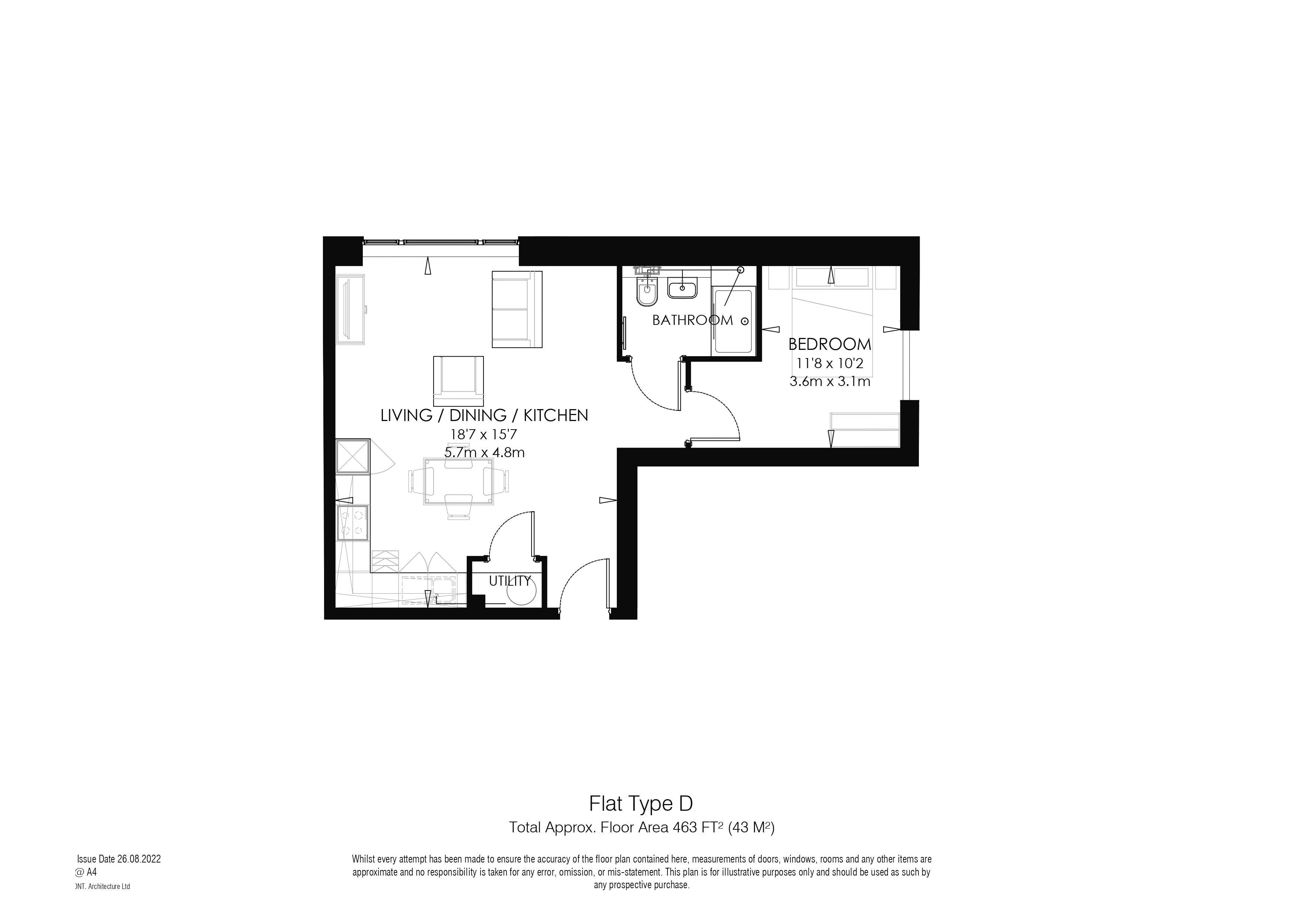 1 bed to rent in Chatham Maritime, Chatham - Property Floorplan