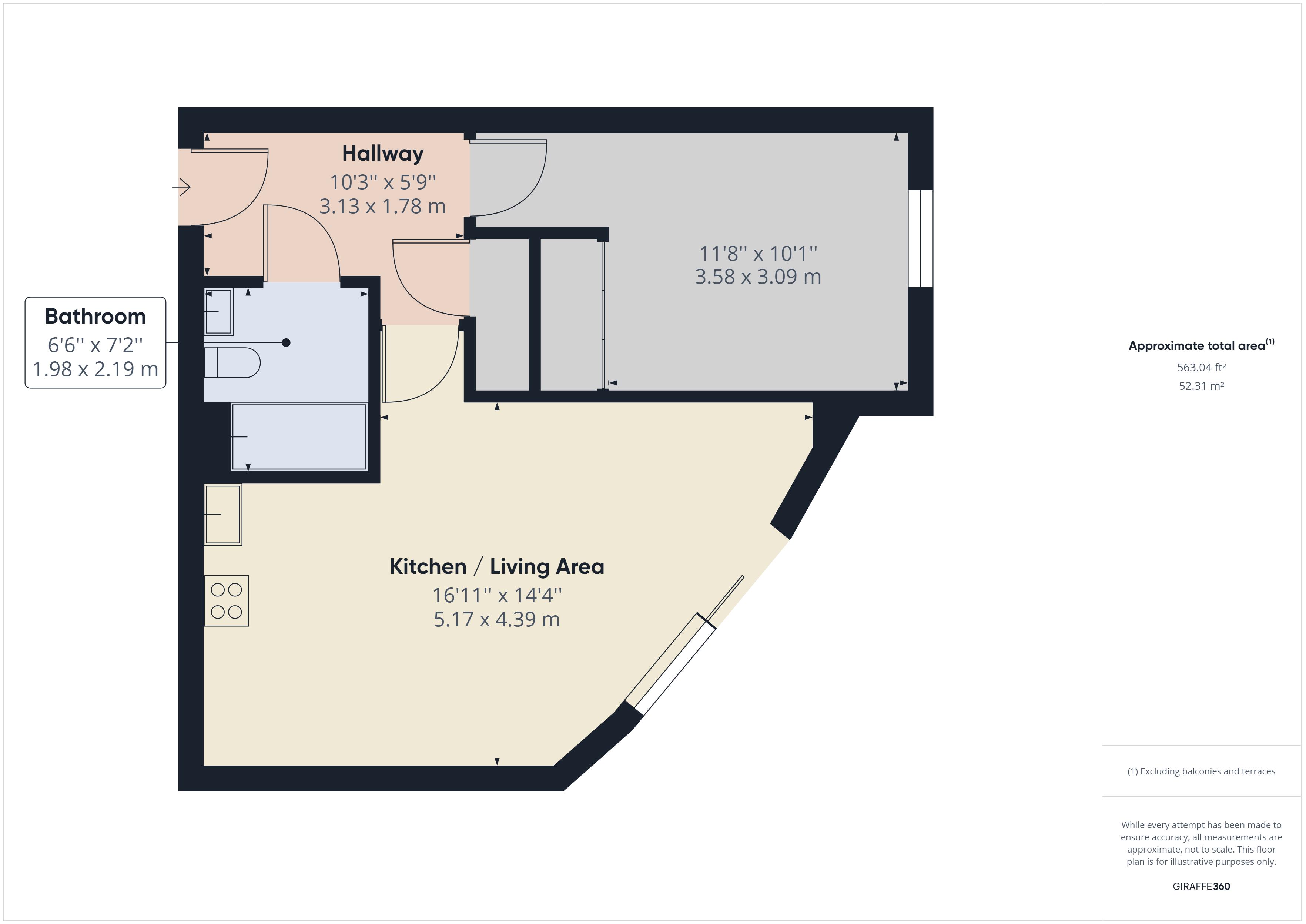 1 bed to rent in Barrier Road, Chatham - Property Floorplan