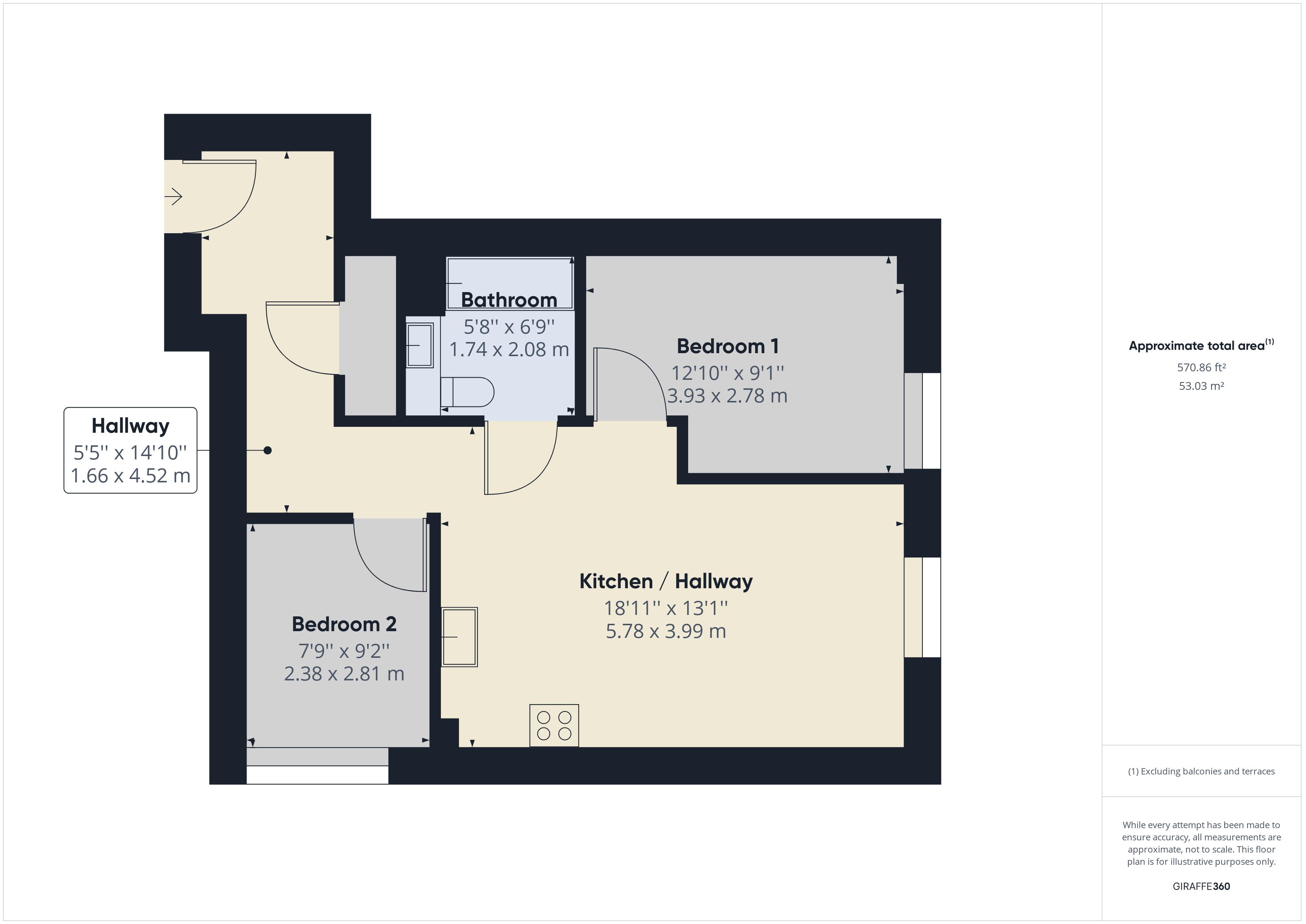 2 bed to rent in Chatham Maritime, Chatham - Property Floorplan