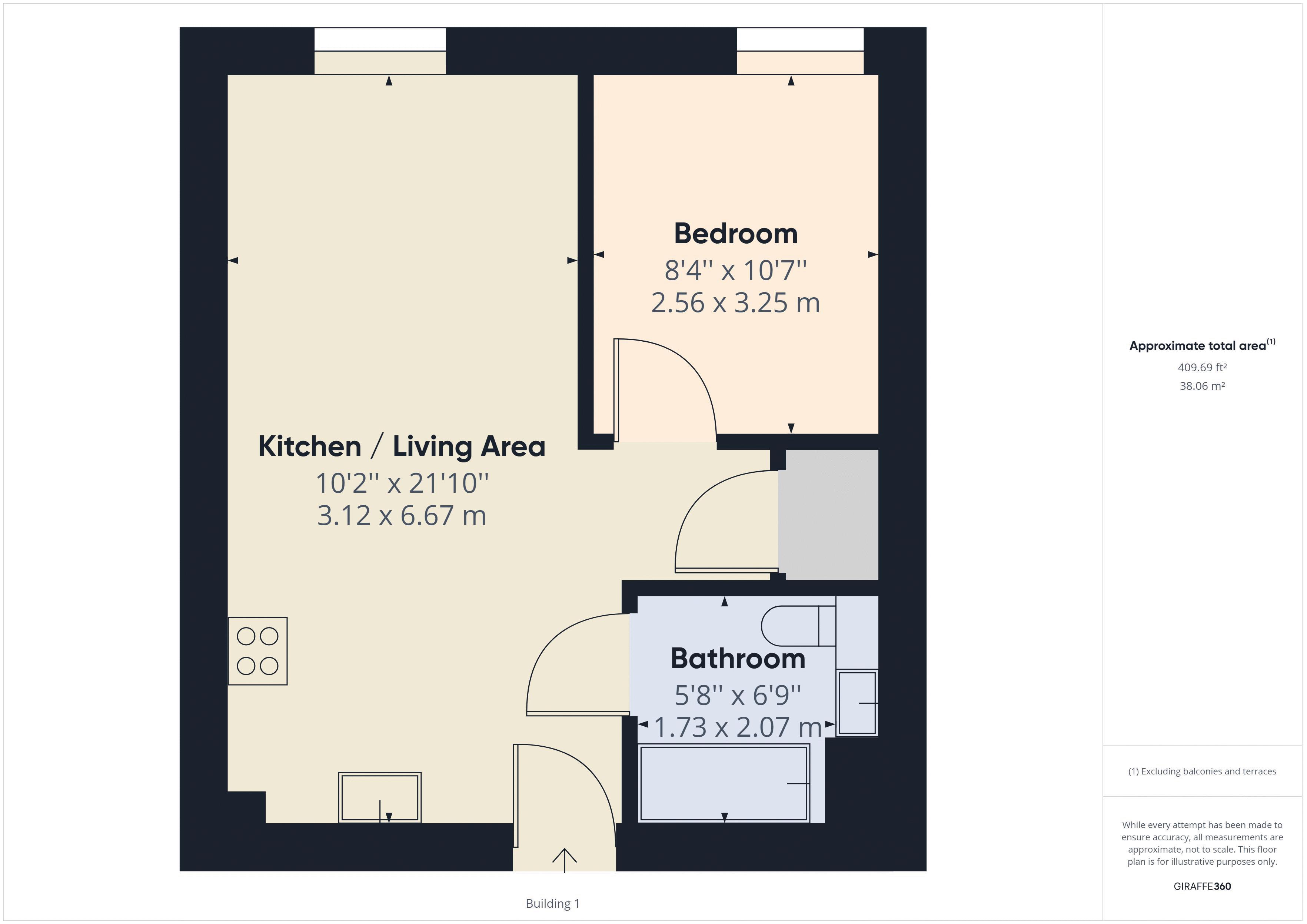 1 bed to rent in Chatham Maritime, Chatham - Property Floorplan