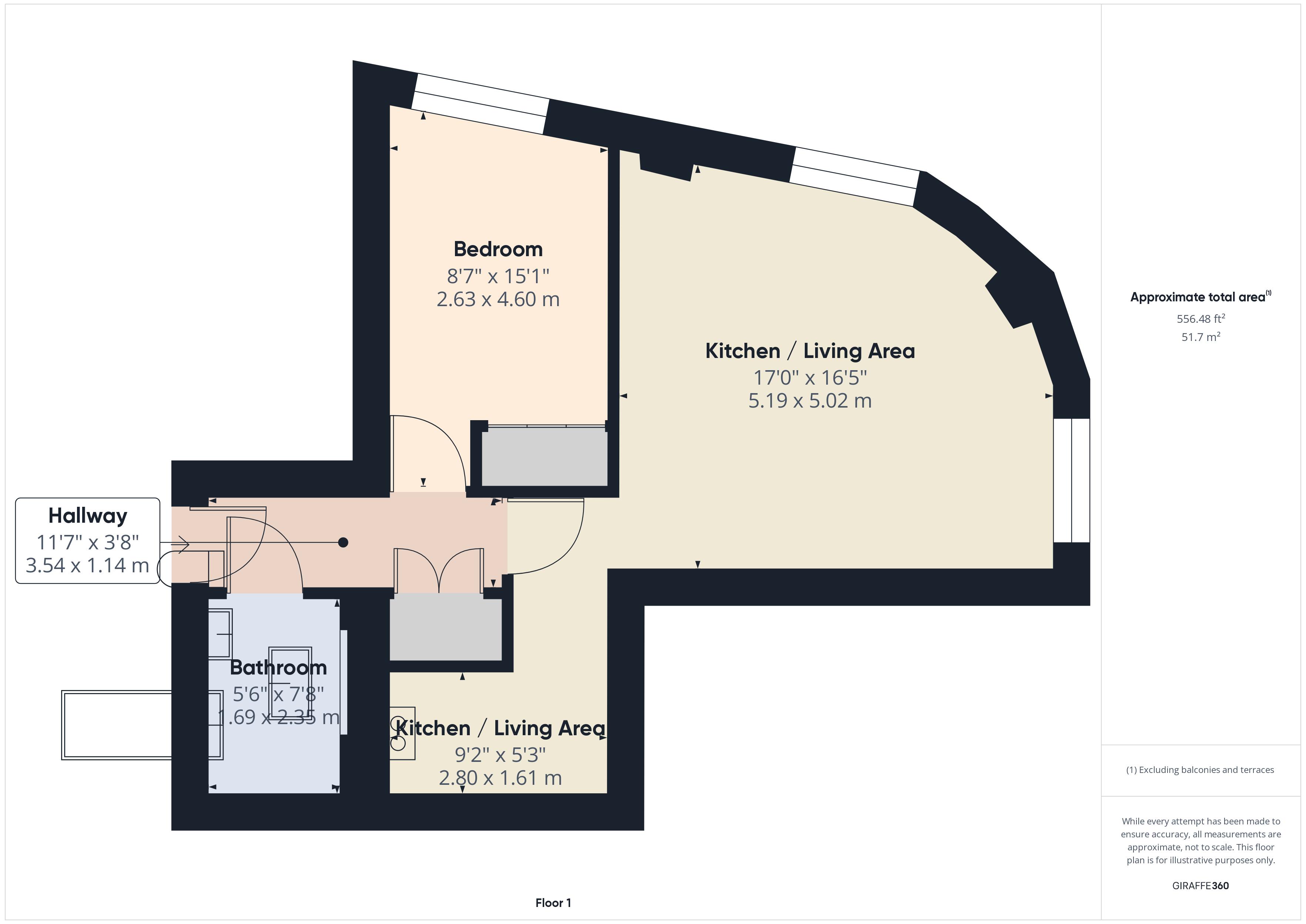 1 bed for sale in Dock Head Road, Chatham - Property Floorplan