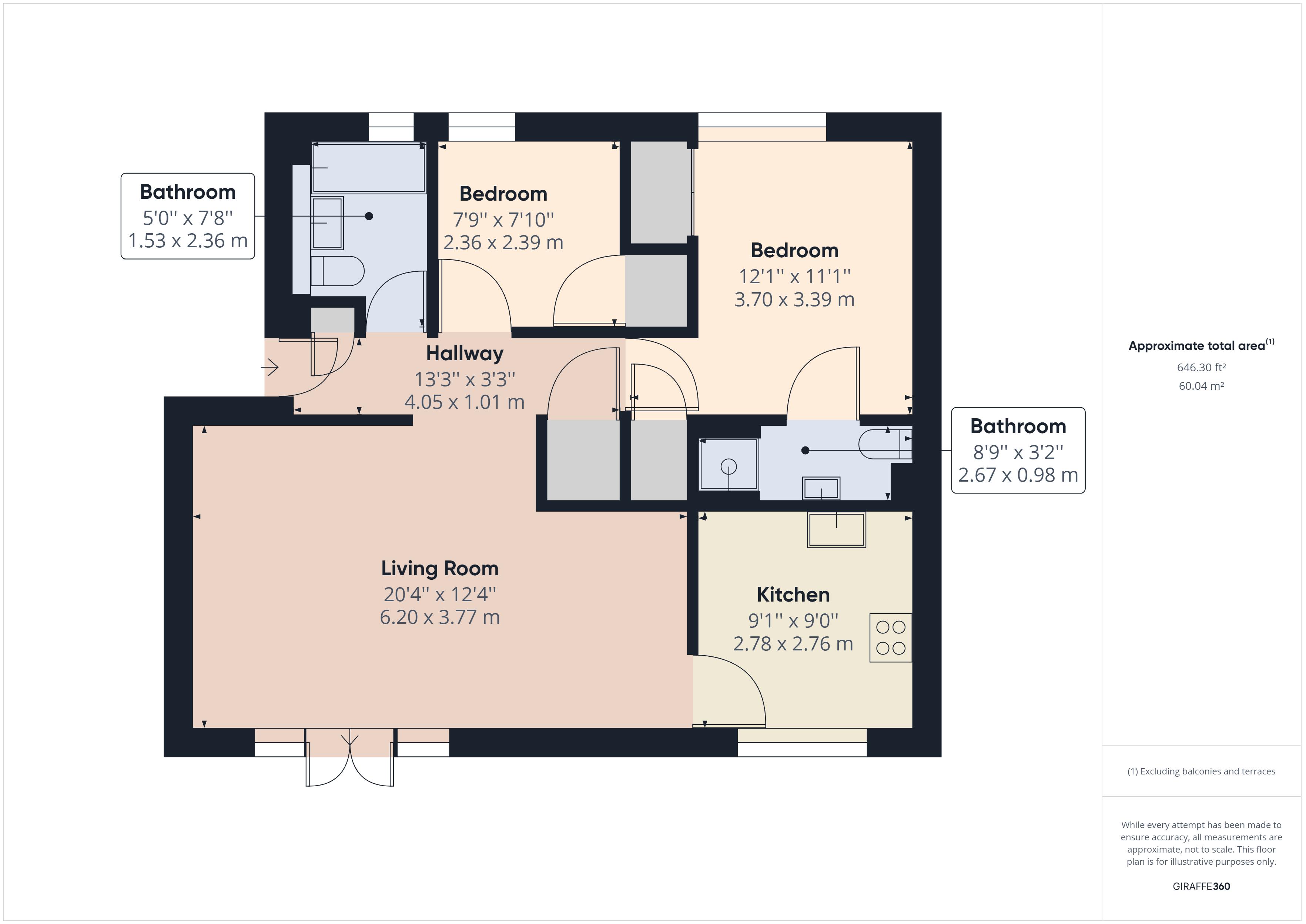 2 bed flat to rent in Waldair Court, London - Property Floorplan