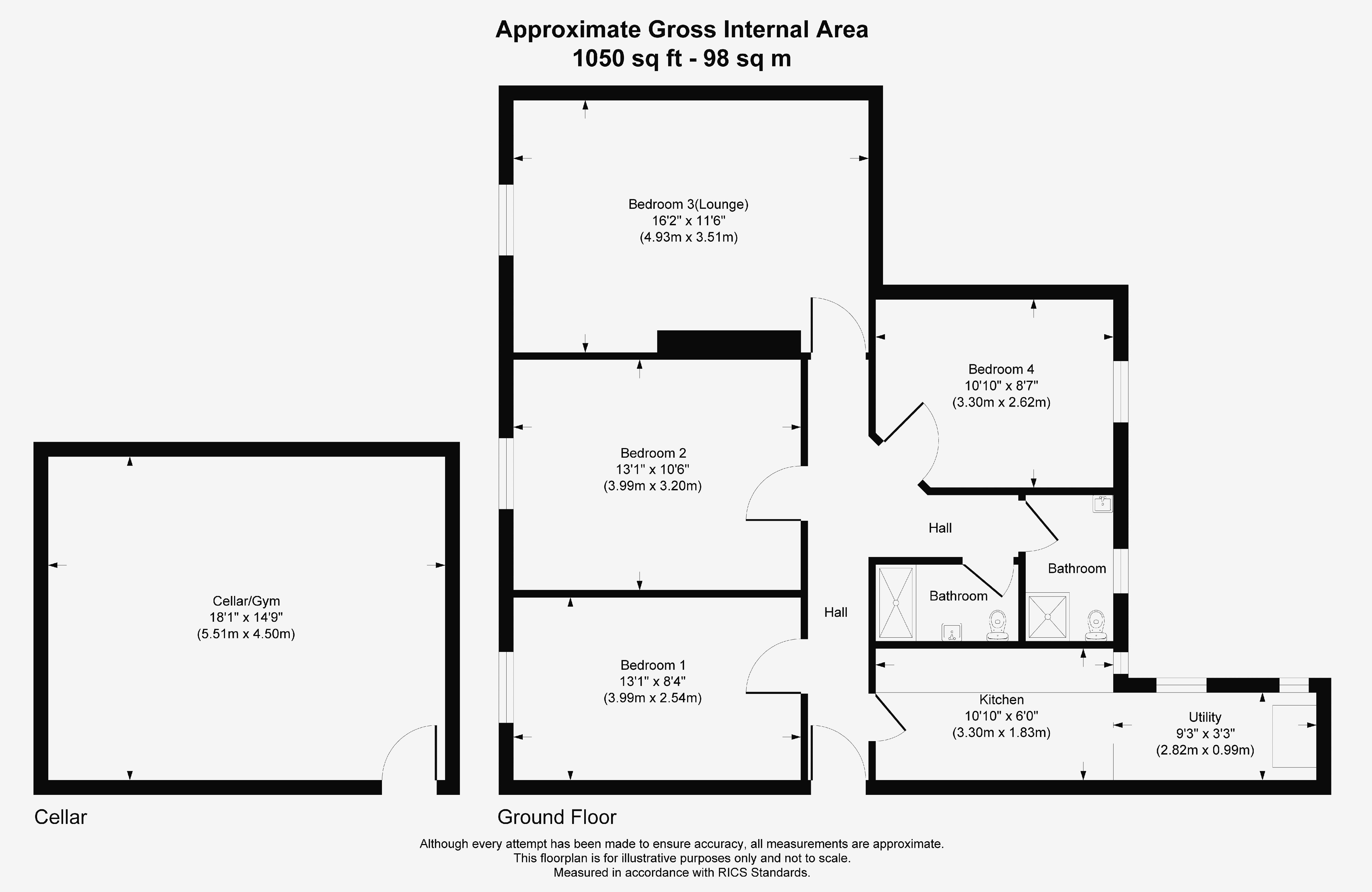 3 bed for sale in Dock Road, Chatham - Property Floorplan