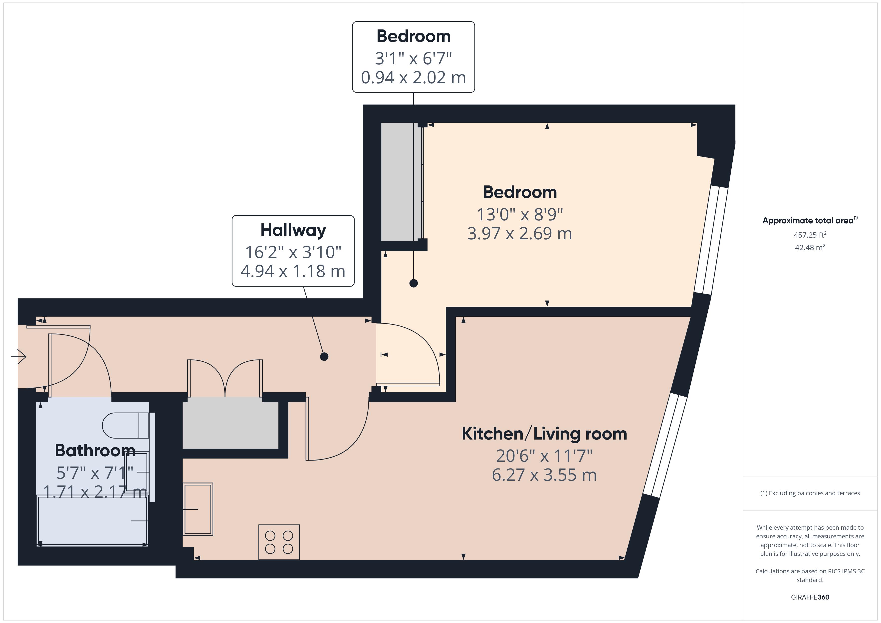 1 bed to rent in Dock Head Road, Chatham - Property Floorplan