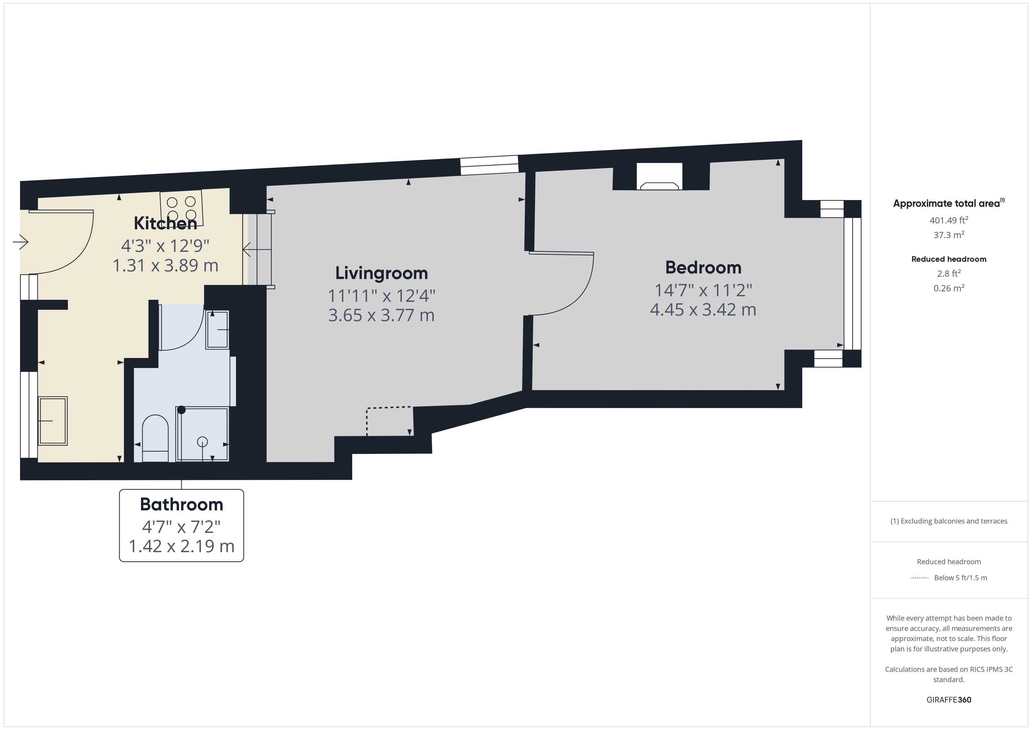 1 bed flat for sale in Cliffe Road, Rochester - Property Floorplan