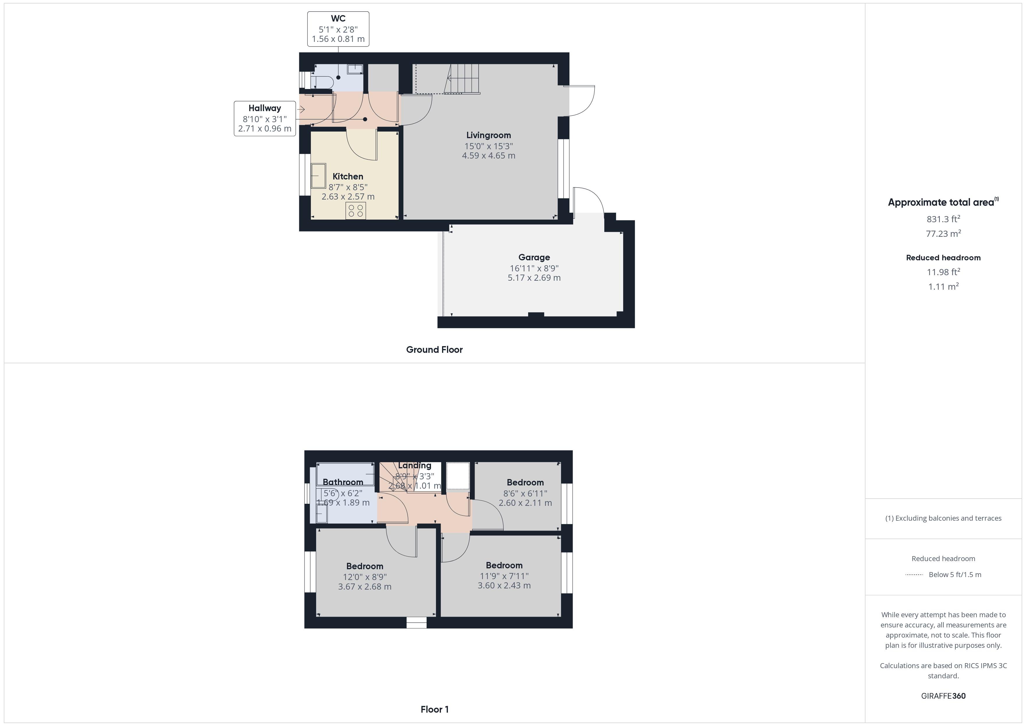 3 bed house to rent in Partridge Drive, Chatham - Property Floorplan