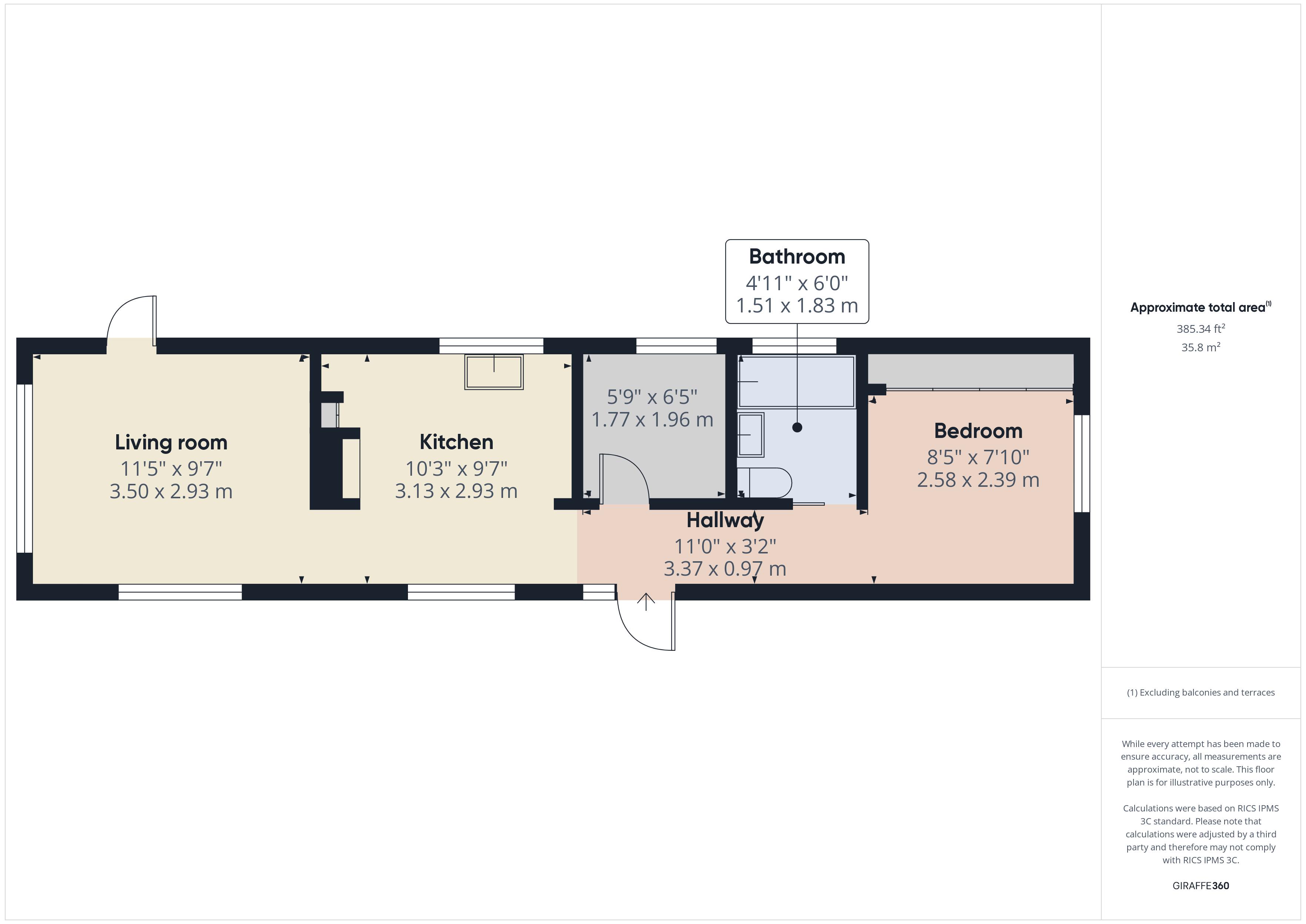 1 bed park home for sale in Avery Way, Rochester - Property Floorplan