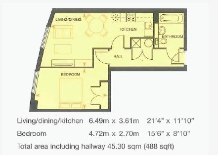 1 bed to rent in Dock Head Road, Chatham - Property Floorplan