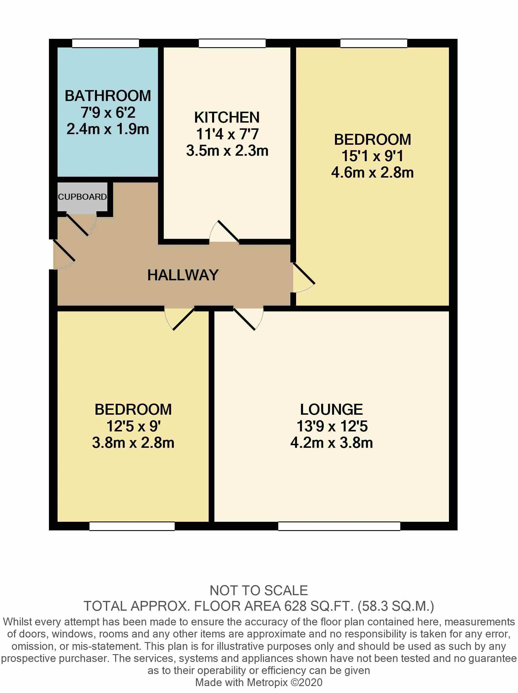 2 bed flat to rent in Hillside, Rochester - Property Floorplan