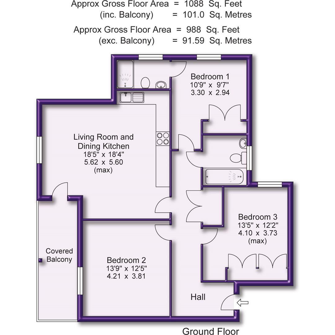 3 bed apartment for sale in Hale Road, Altrincham - Property Floorplan