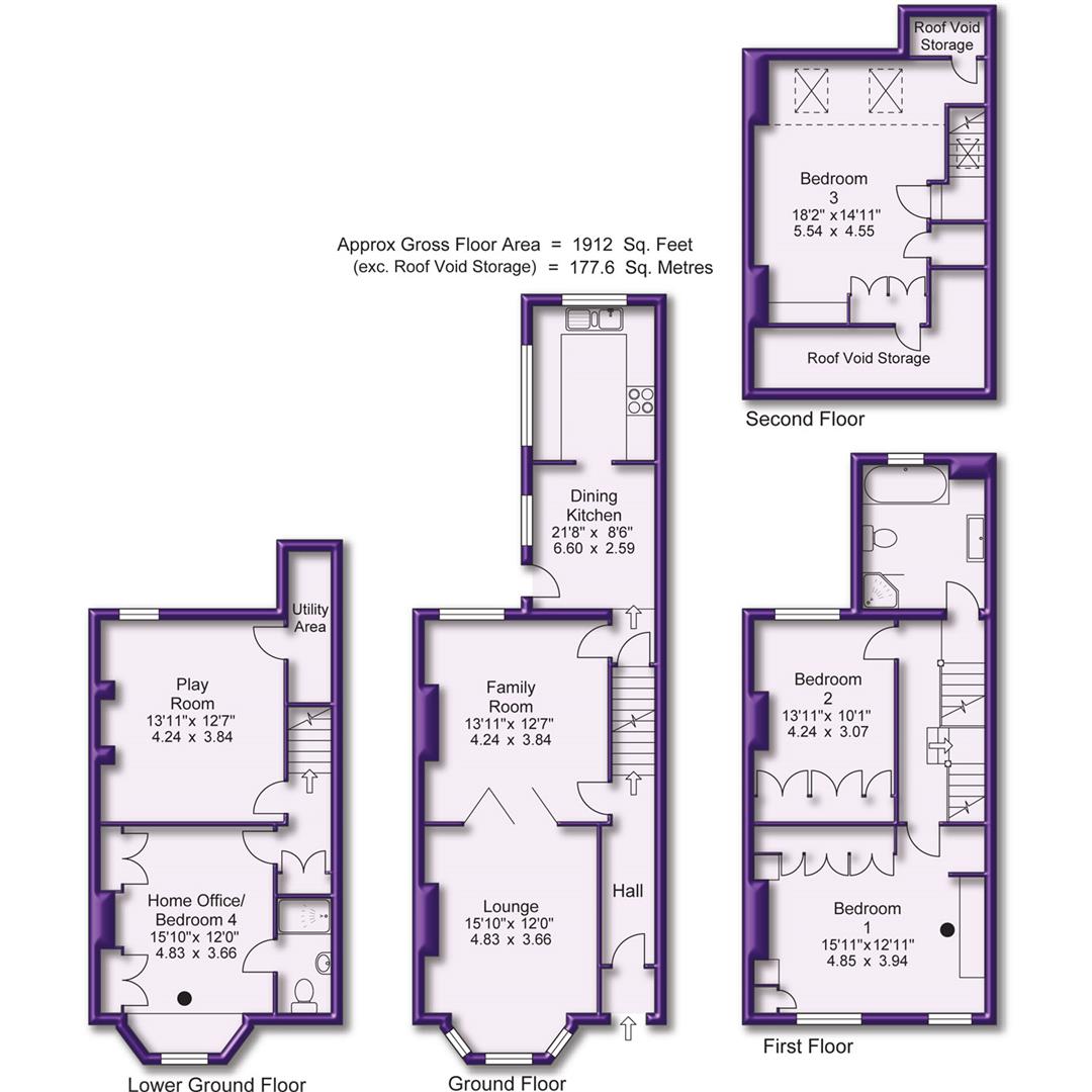 4 bed semi-detached house for sale in Navigation Road, Altrincham - Property Floorplan