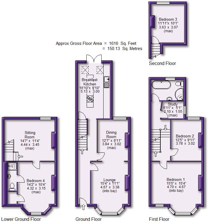 4 bed end of terrace house for sale in Marsland Road, Sale - Property Floorplan