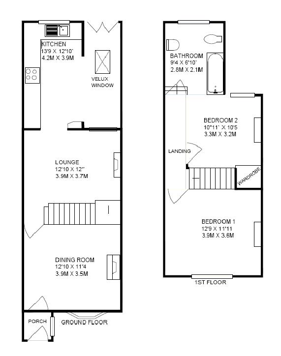 2 bed terraced house to rent in Grove Lane, Altrincham - Property Floorplan