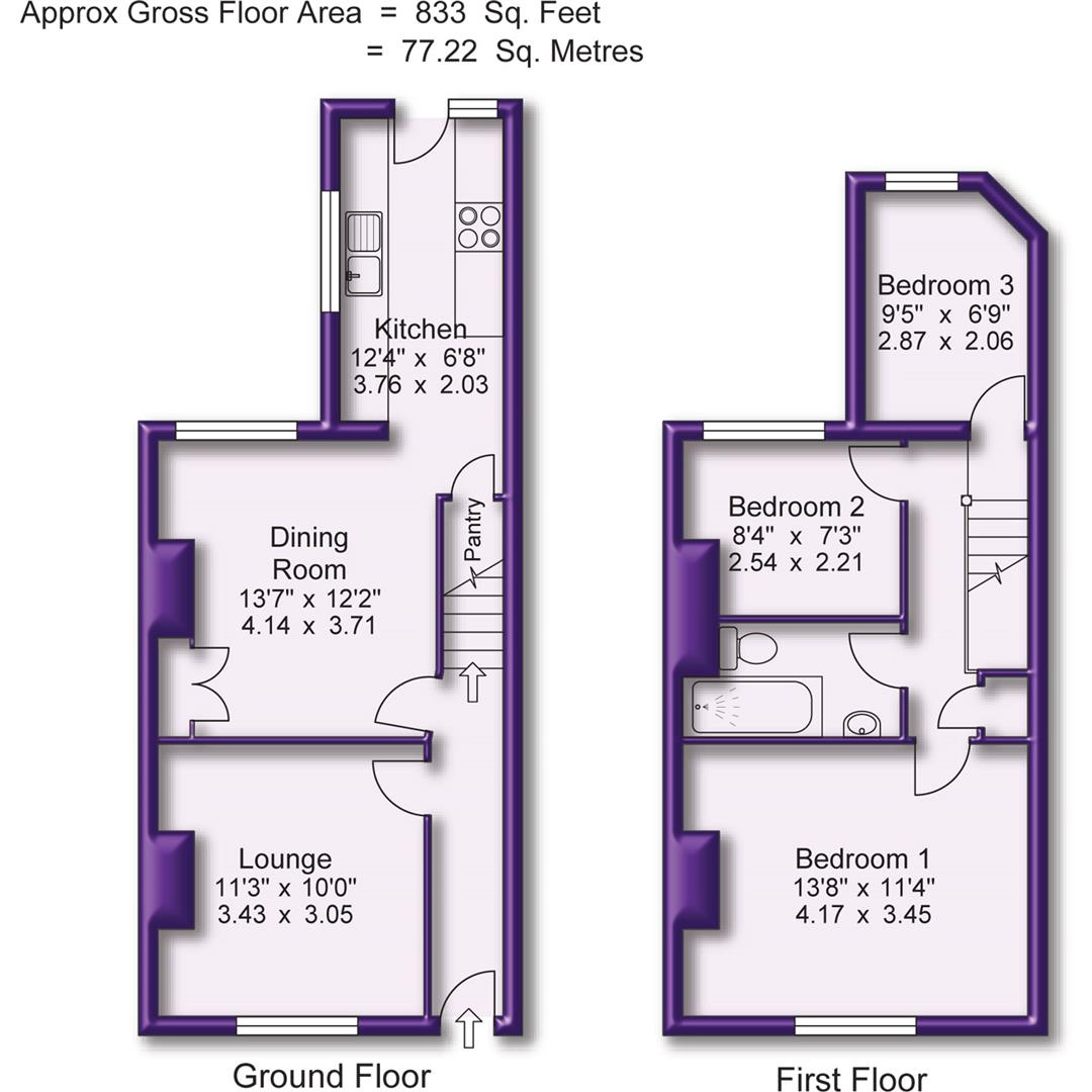 3 bed terraced house for sale in Waverley Road, Sale - Property Floorplan