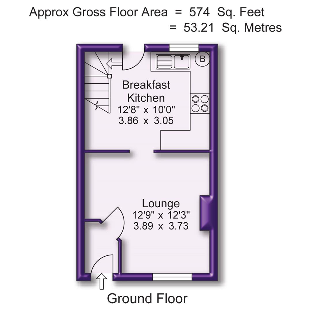 2 bed end of terrace house for sale in Dane Road, Sale - Property Floorplan