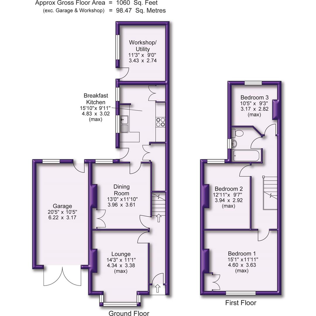 3 bed end of terrace house for sale in Haddon Grove, Sale - Property Floorplan
