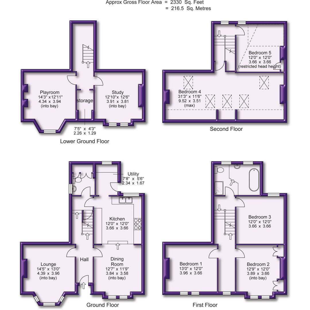 5 bed terraced house for sale in Hale Road, Altrincham - Property Floorplan