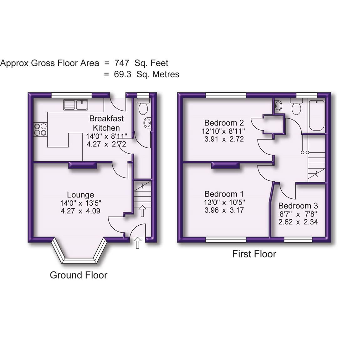 3 bed terraced house for sale in Yarmouth Drive, Manchester - Property Floorplan