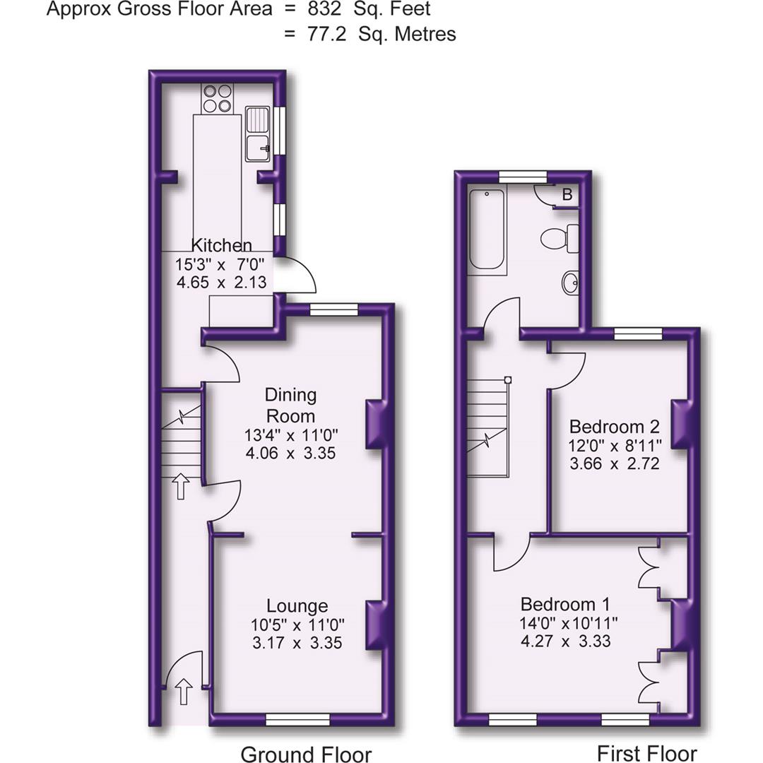 2 bed terraced house for sale in Stamford Street, Sale - Property Floorplan