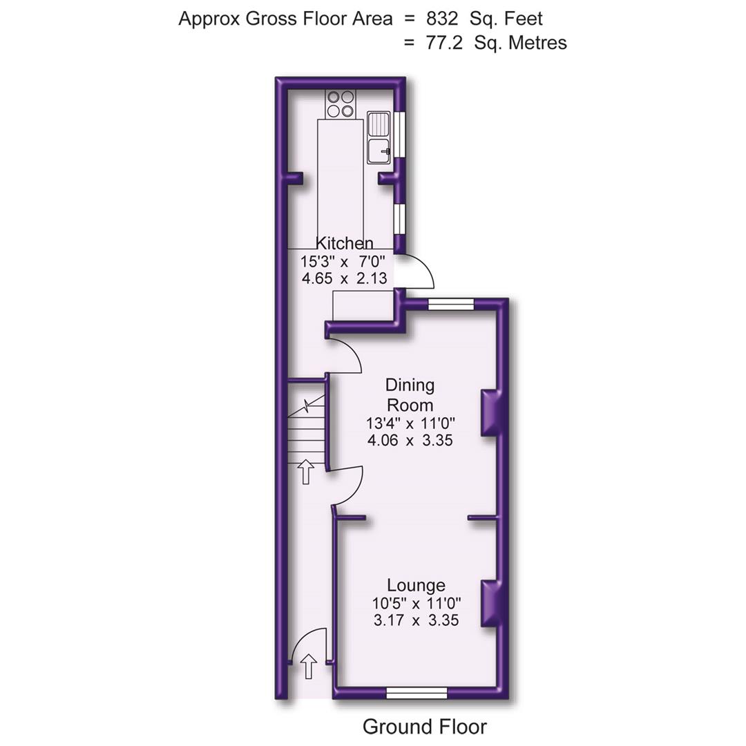 2 bed terraced house for sale in Stamford Street, Sale - Property Floorplan
