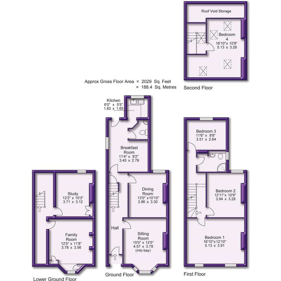 4 bed terraced house for sale in Oxford Road, Altrincham - Property Floorplan