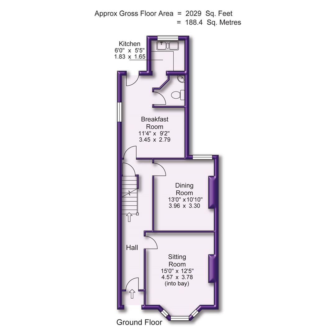 4 bed terraced house for sale in Oxford Road, Altrincham - Property Floorplan