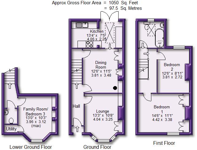 2 bed terraced house to rent in Byrom Street, Altrincham - Property Floorplan