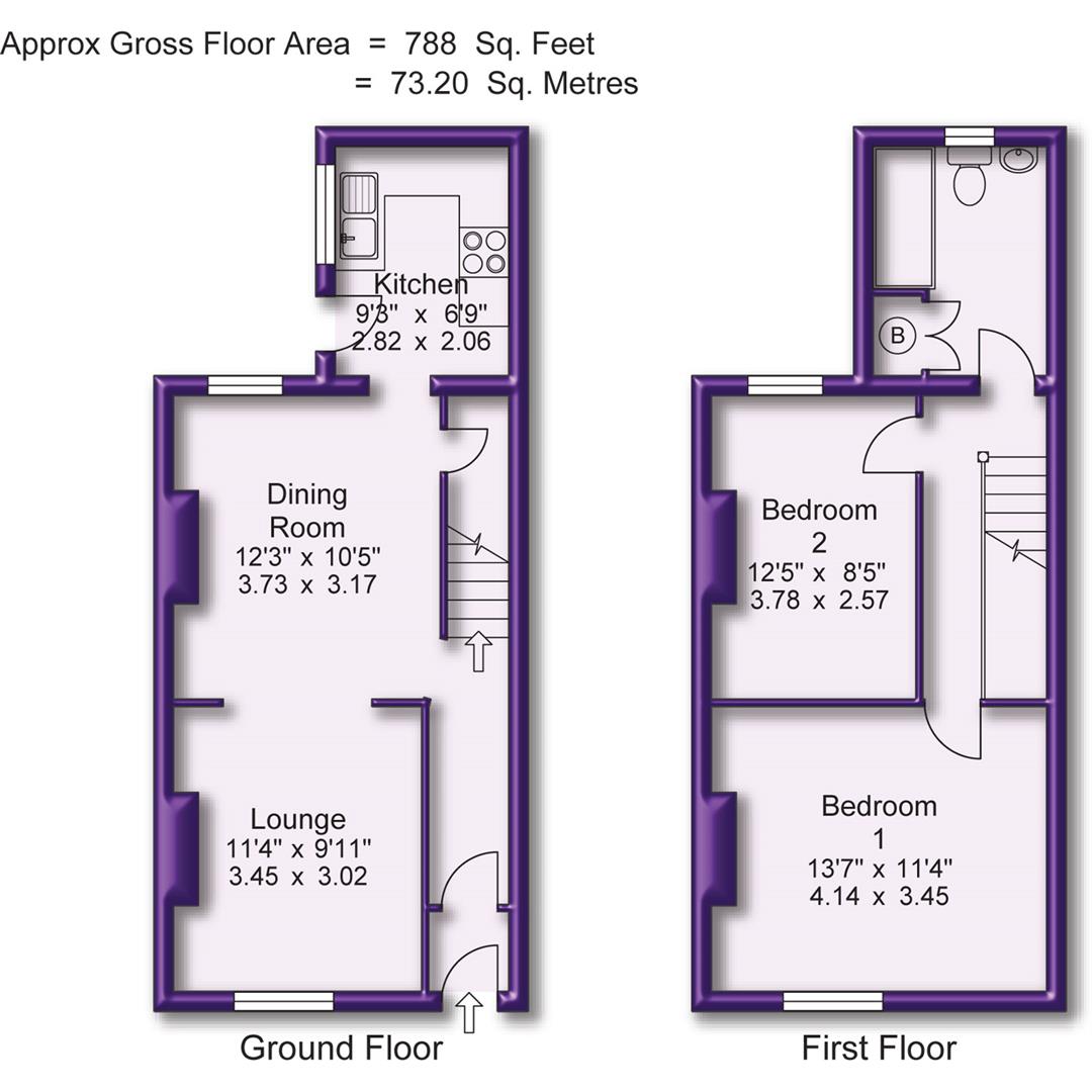 2 bed terraced house for sale in Waverley Road, Sale - Property Floorplan
