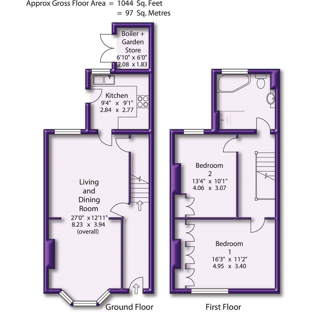2 bed terraced house for sale in Lilac Road, Altrincham - Property Floorplan