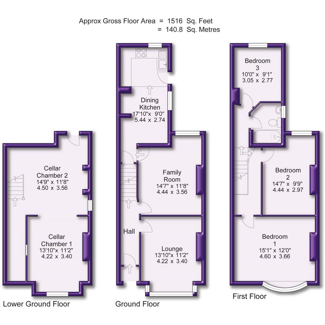 3 bed end of terrace house to rent in Cecil Road, Altrincham - Property Floorplan