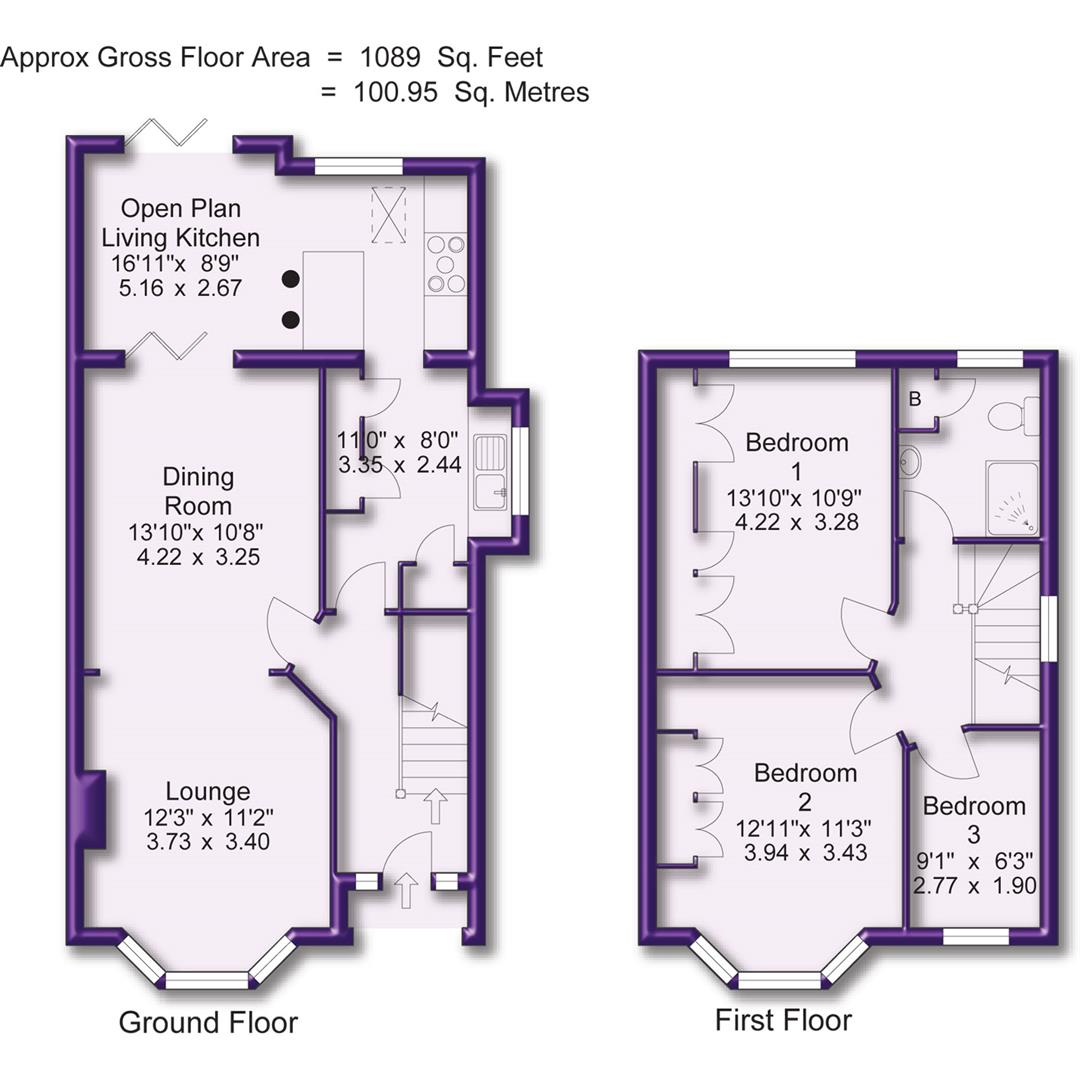 3 bed semi-detached house to rent in Braddan Avenue, Sale - Property Floorplan