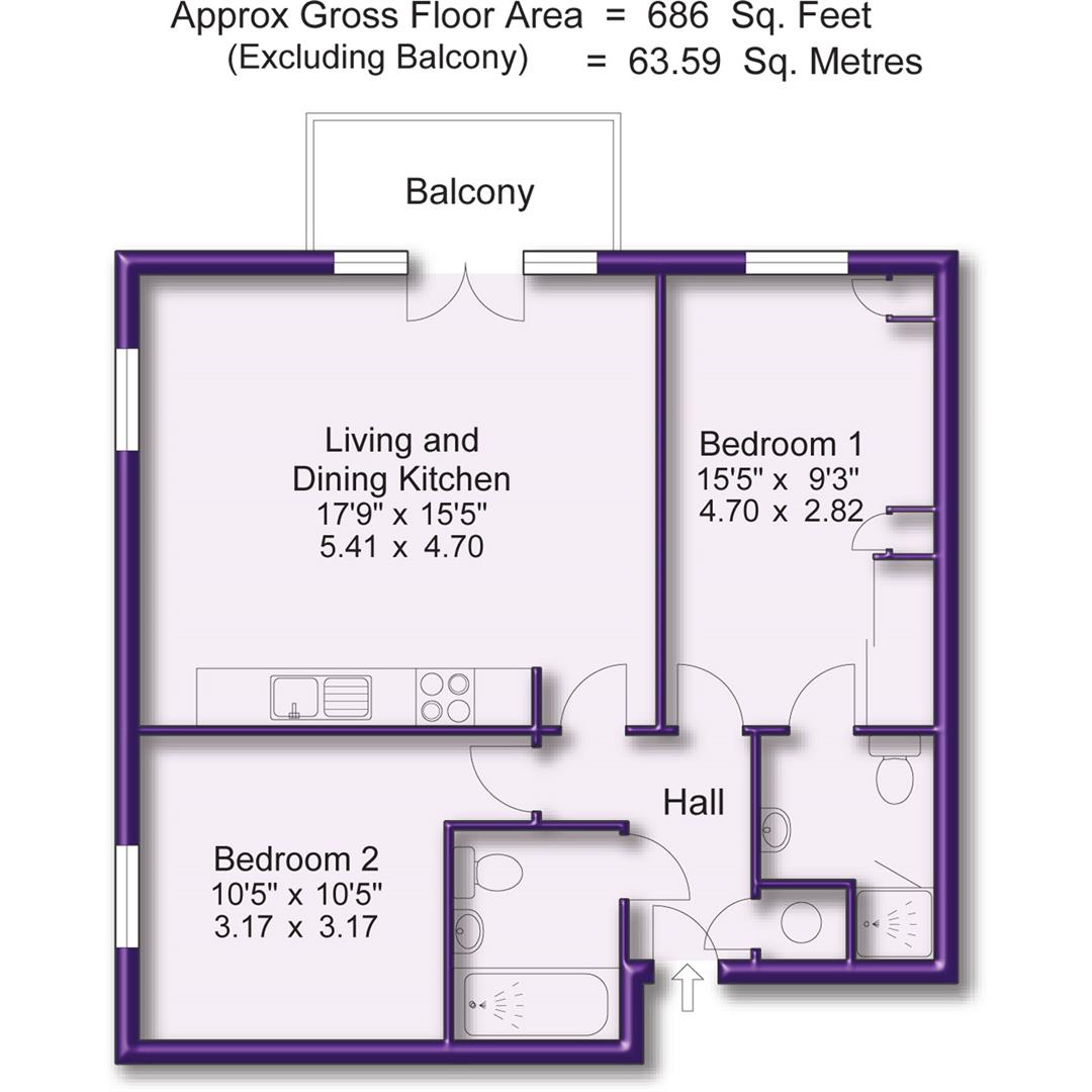 2 bed apartment for sale in 1a Edale, Altrincham - Property Floorplan
