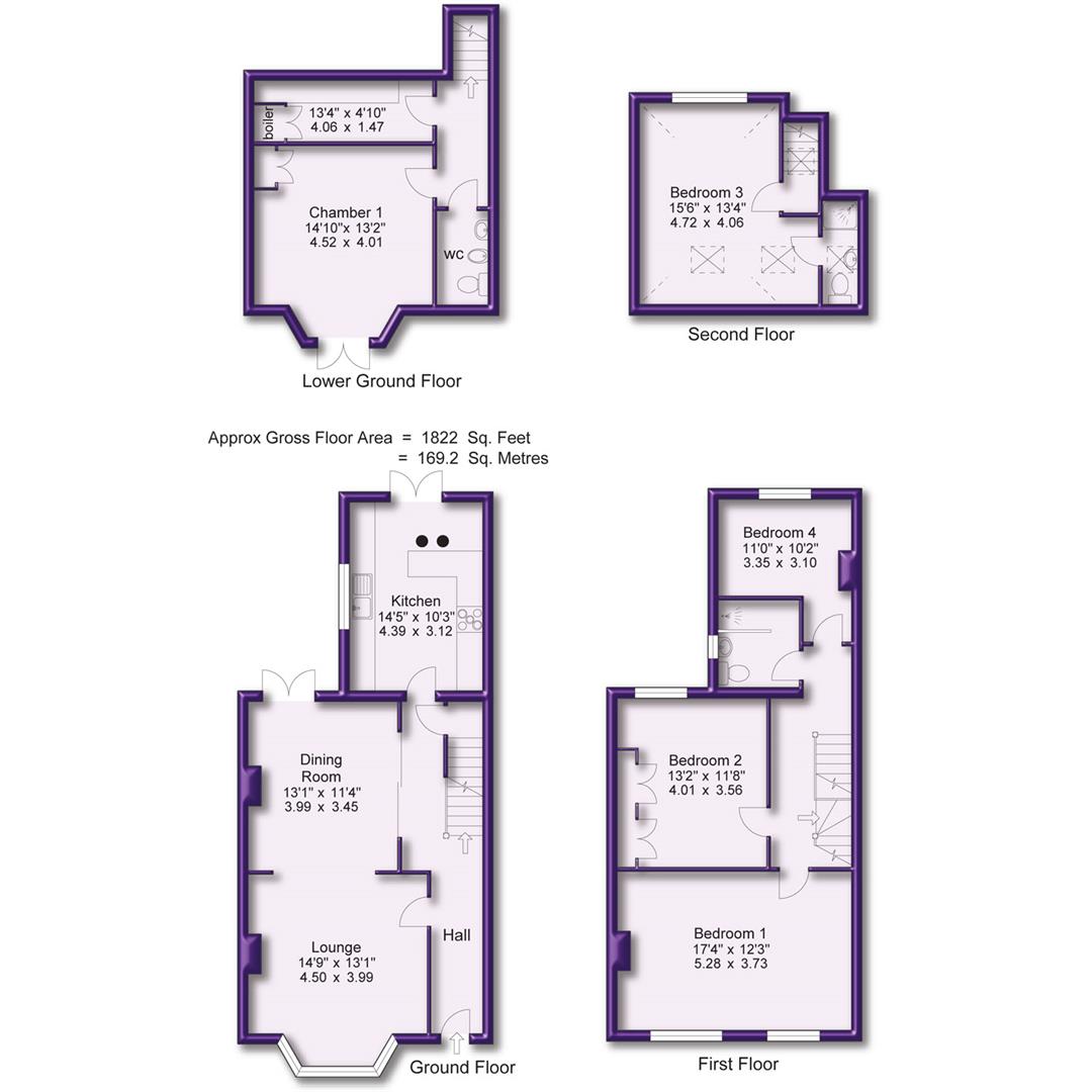 4 bed end of terrace house for sale in Roseneath Road, Manchester - Property Floorplan