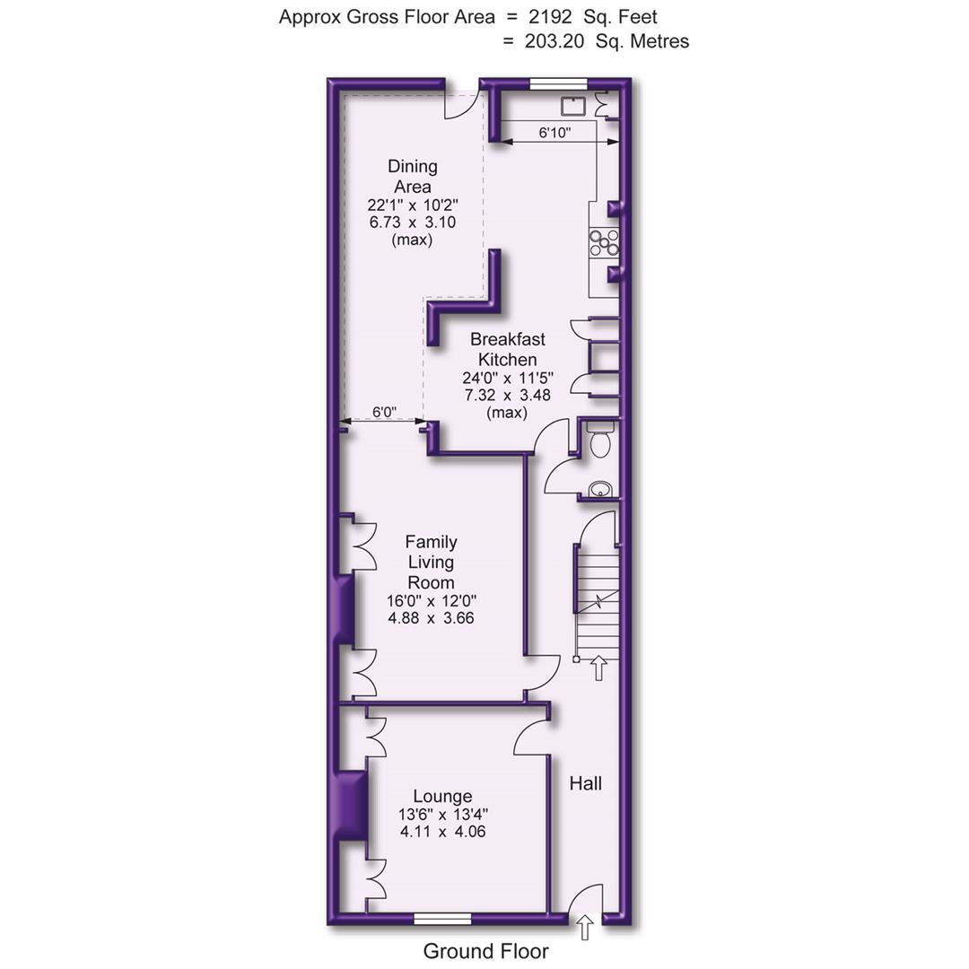 4 bed terraced house for sale in The Downs, Altrincham - Property Floorplan