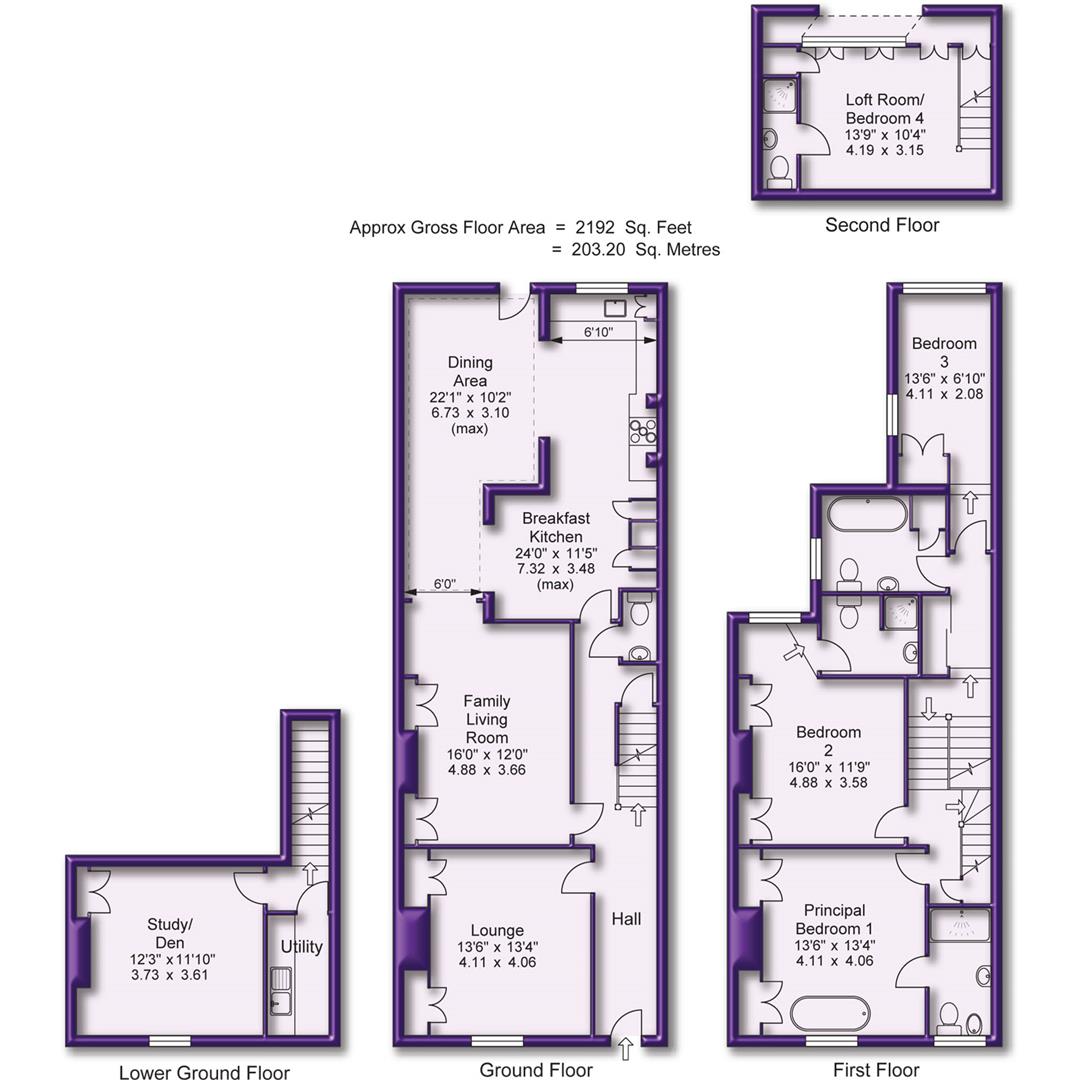 4 bed terraced house for sale in The Downs, Altrincham - Property Floorplan