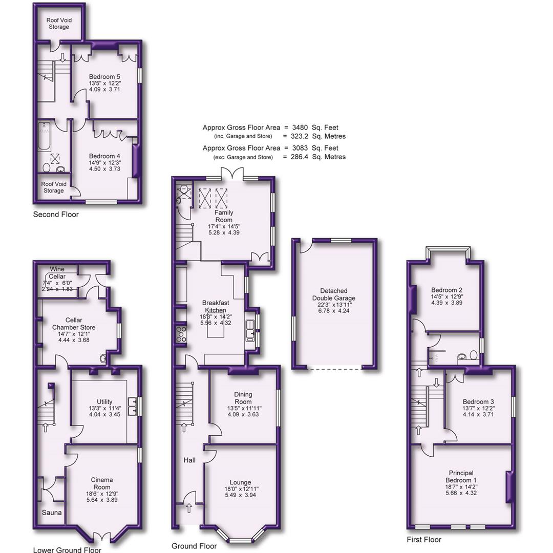 5 bed semi-detached house for sale in Moss Lane, Altrincham - Property Floorplan