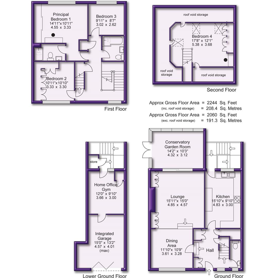 4 bed town house for sale in Parkfield Road, Altrincham - Property Floorplan