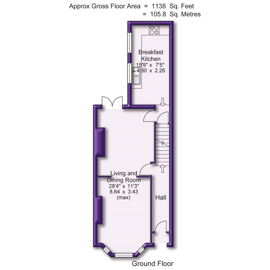 2 bed semi-detached house for sale in Brown Street, Altrincham - Property Floorplan