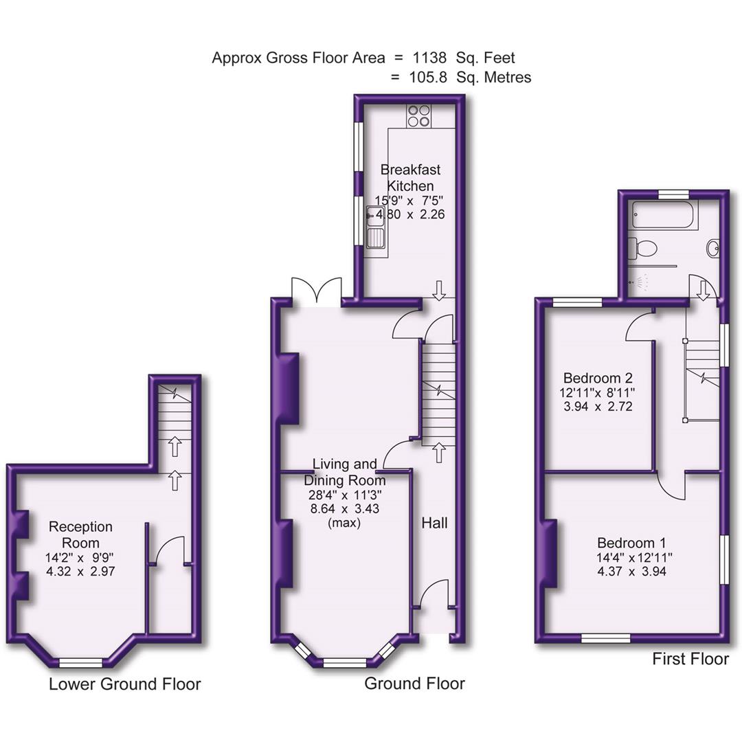 2 bed semi-detached house for sale in Brown Street, Altrincham - Property Floorplan