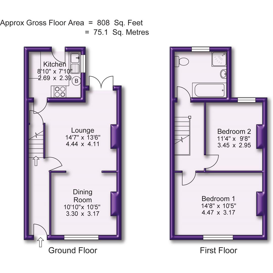 2 bed end of terrace house for sale in Palmer Street, Sale - Property Floorplan